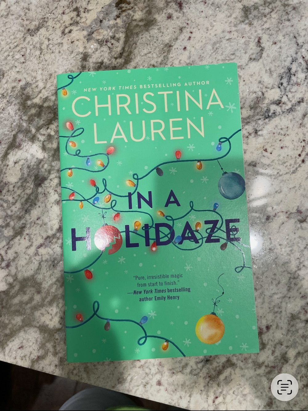 Christina Lauren Green Cover with Multicolor Holiday Lights